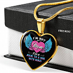 I'm Not Just A Mom I'm A Mom To A Son With Wings Heart Pendant Necklace-Bangle