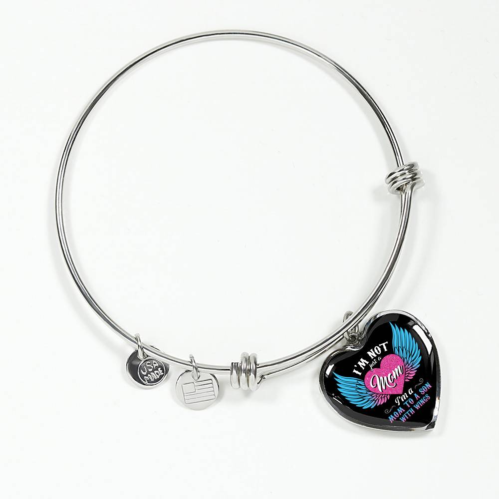 I'm Not Just A Mom I'm A Mom To A Son With Wings Heart Pendant Necklace-Bangle