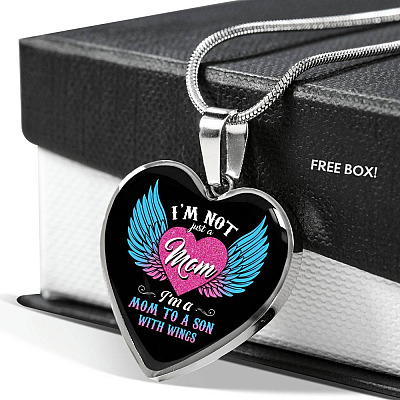 I'm Not Just A Mom I'm A Mom To A Son With Wings Heart Pendant Necklace-Bangle