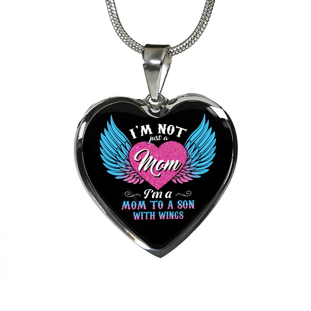 I'm Not Just A Mom I'm A Mom To A Son With Wings Heart Pendant Necklace-Bangle