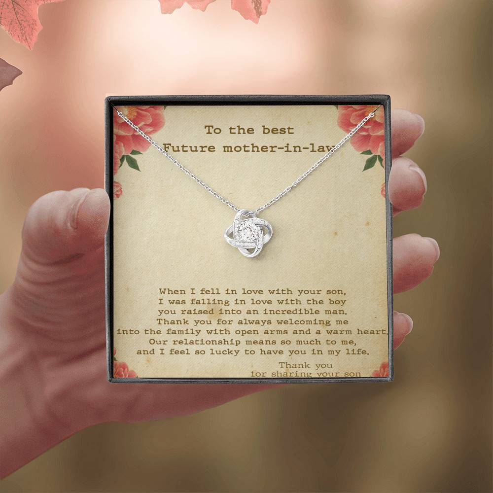 To The Best Future Mother In Law Thank You For Sharing Your Son Love Knot Necklace