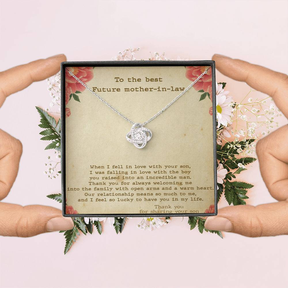 To The Best Future Mother In Law Thank You For Sharing Your Son Love Knot Necklace