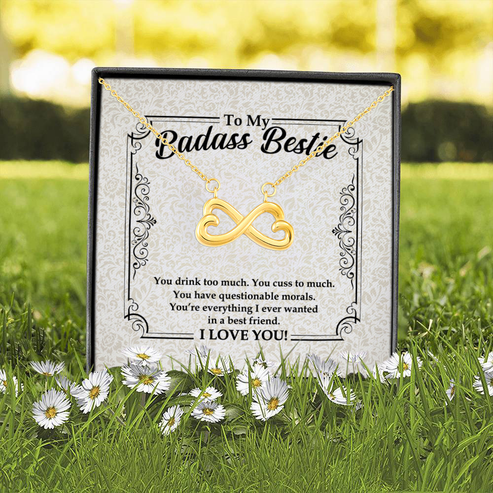 1P. Badass bestie(2) Infinity Heart Necklace (Gold) 2