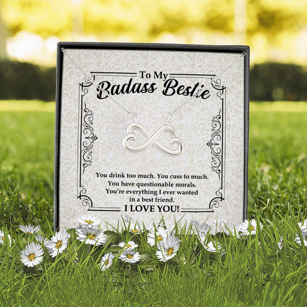 1P. Badass bestie(2) Infinity Heart Necklace (Silver) 2