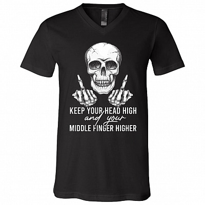 Keep Your Head High And Yo, Black, V-Neck T-Shirt
