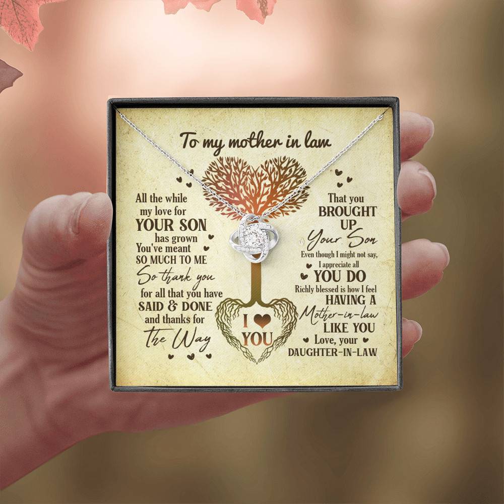 Heart Tree To My Mother In Law All The While My Love For Your Son Has Grown Love Knot Necklace