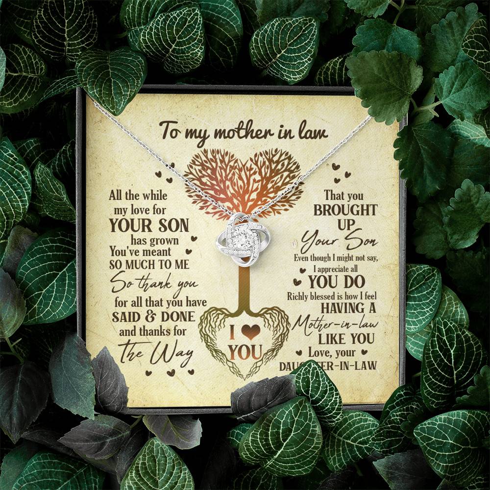 Heart Tree To My Mother In Law All The While My Love For Your Son Has Grown Love Knot Necklace