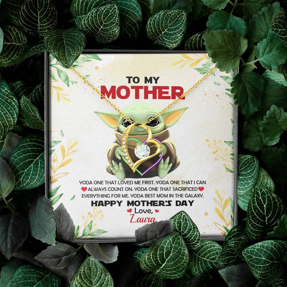 Personalized Baby Yoda To My Mother Yoda Best Mom In The Galaxy Mother's Day Forever Love Heart Necklace