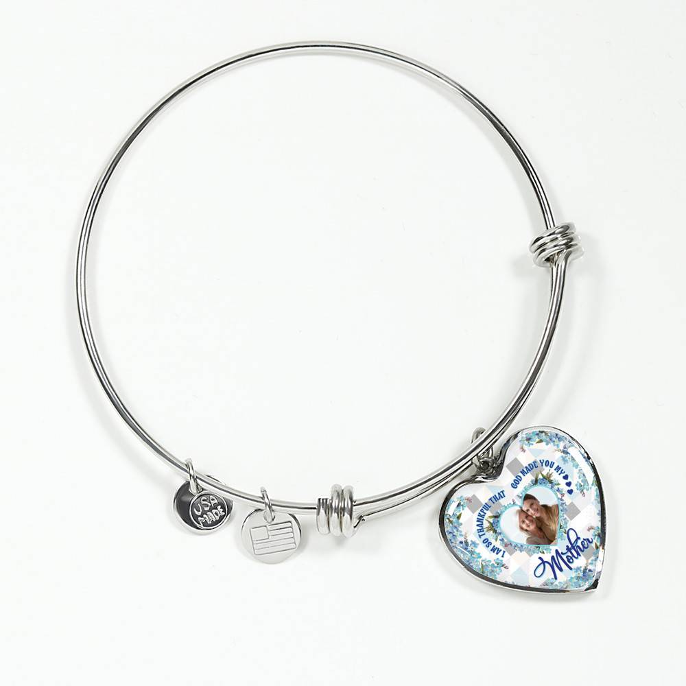 Personalized Photo I Am So Thankful That God Made You My Mother Heart Pendant Necklace - Bangle