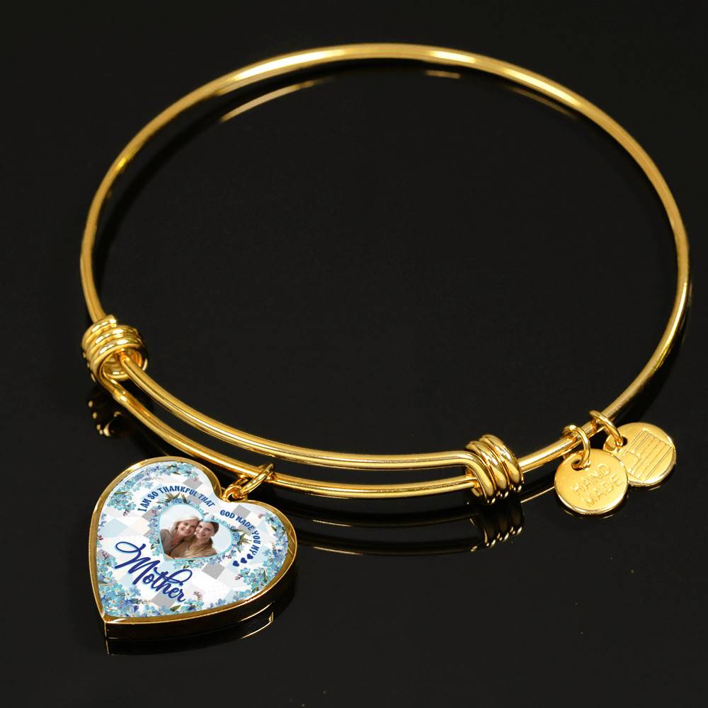 Personalized Photo I Am So Thankful That God Made You My Mother Heart Pendant Necklace - Bangle