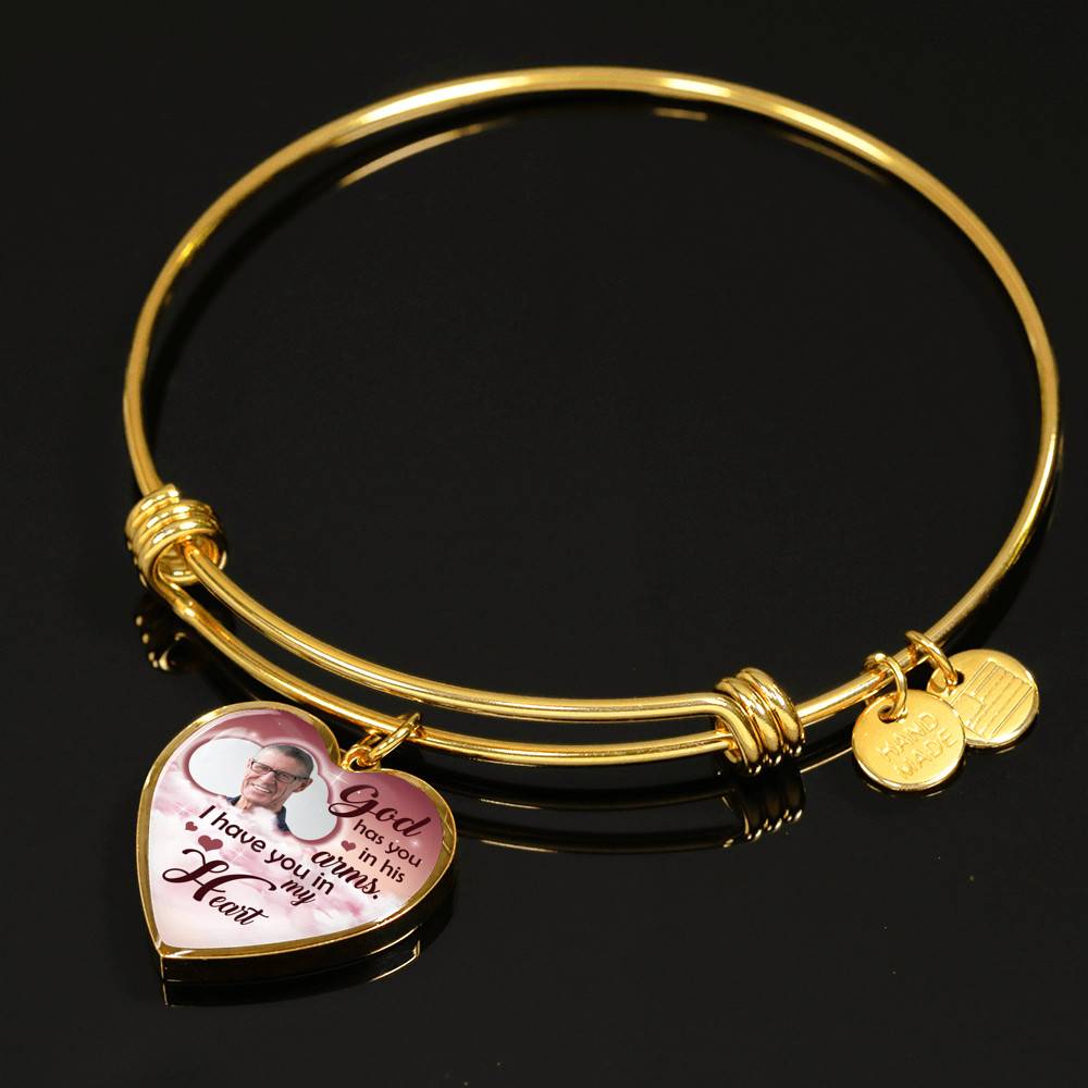 Personalized Photo God Has You In His Arms I Have You In My Heart Sympathy Heart Pendant Necklace - Bangle