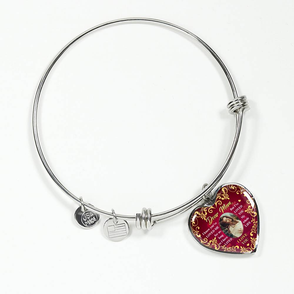 Personalized Photo Dear Mom I Know You've Loved Me for As Long as I Have Lived Heart Pendant Necklace - Bangle