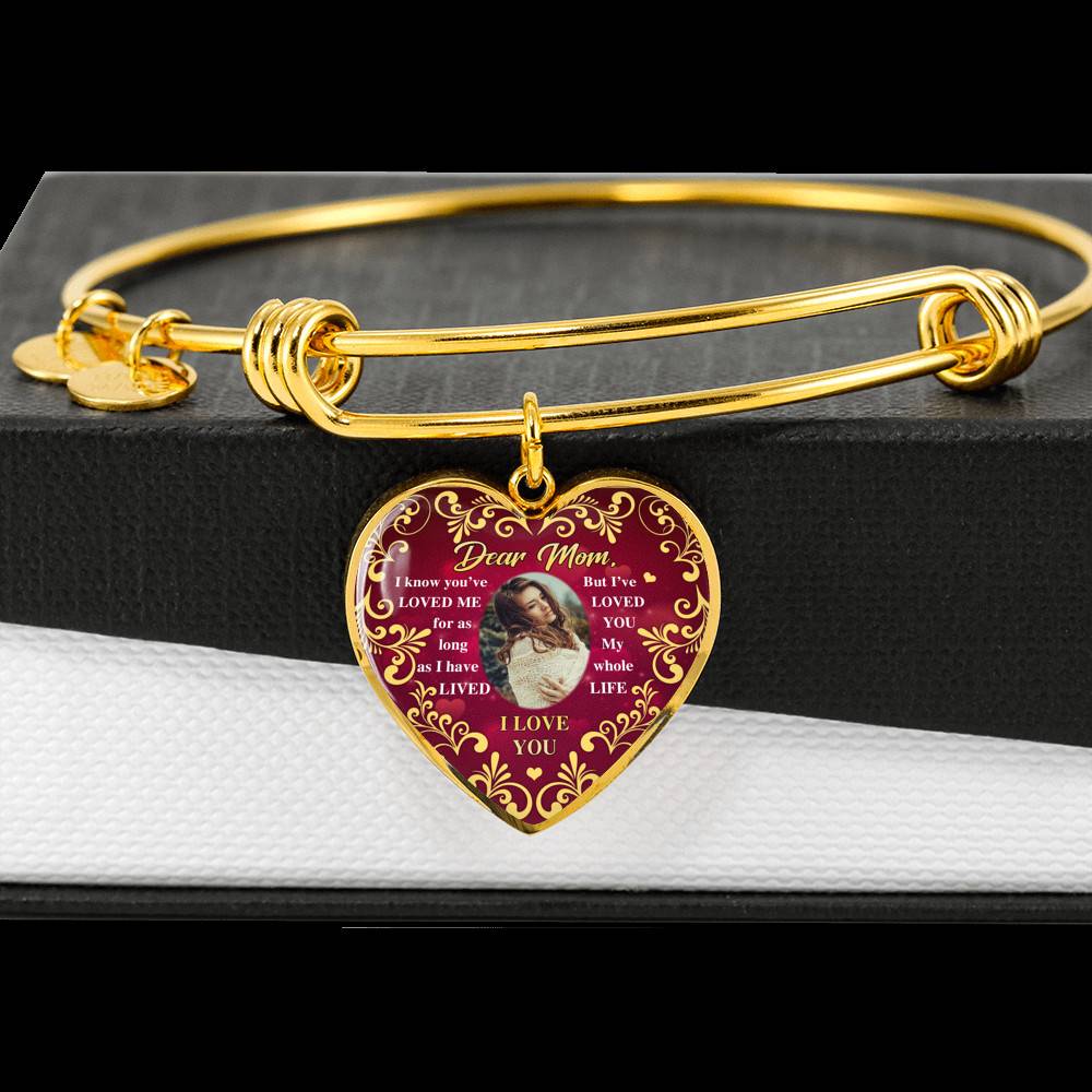 Personalized Photo Dear Mom I Know You've Loved Me for As Long as I Have Lived Heart Pendant Necklace - Bangle