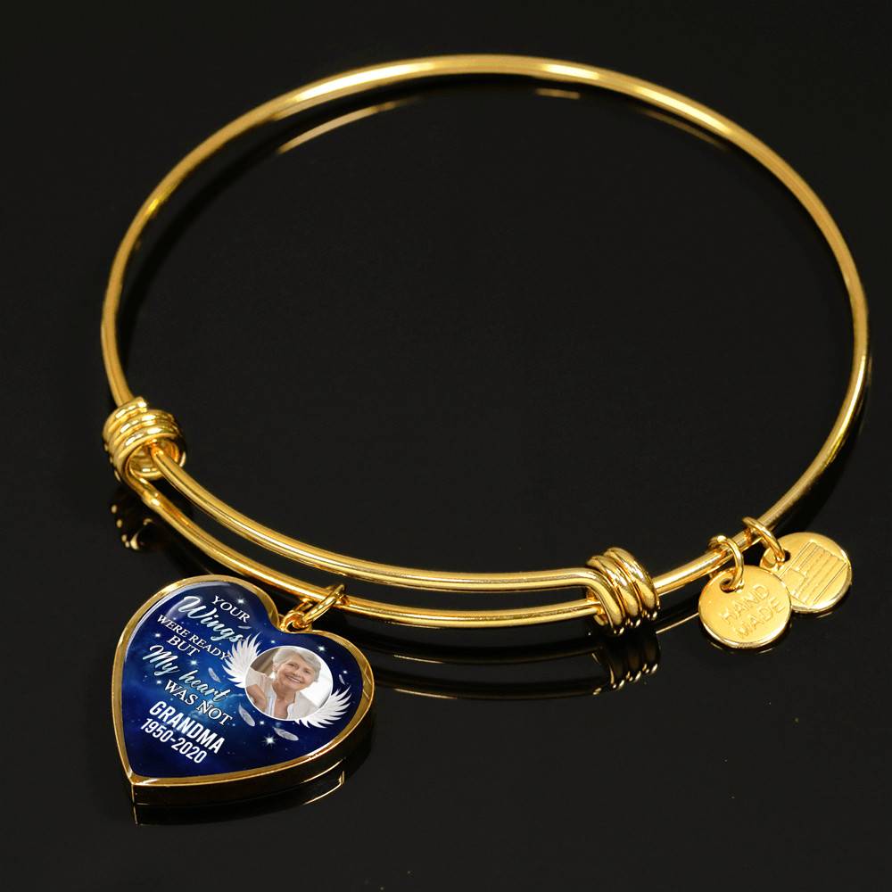 Personalized Photo Your Wings Were Ready But My Heart Was Not Memorial Remembrance Luxury Heart Pendant Necklace