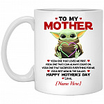 Personalized Baby Yoda Mug, White, 11 oz. White Mug