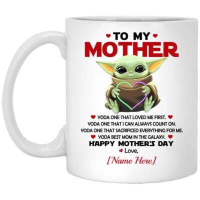 Personalized Baby Yoda Mug, White, 11 oz. White Mug