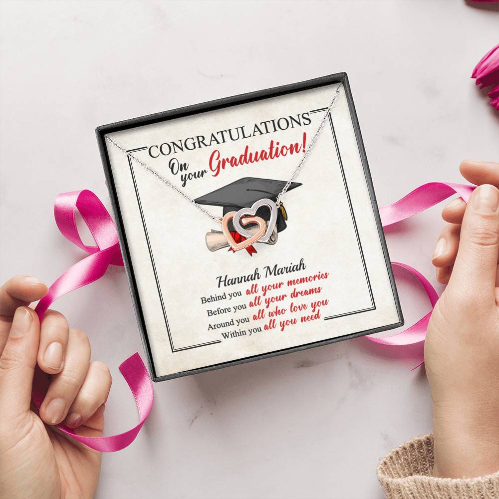 Personalized Congratulations Graduation Behind You All Your Memories Class Of 2021 Infinity Heart Necklace