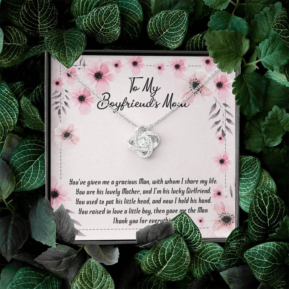 To My Boyfriend's Mom You've Given Me a Gracious Man Mother's Day Gift Love Knot Pendant Necklace