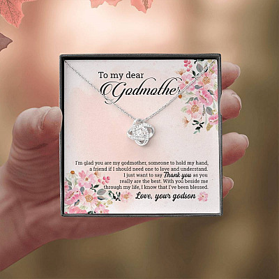 Godson To My Dear Godmother I'm Glad You Are My Godmother Love Knot Pendant Necklace