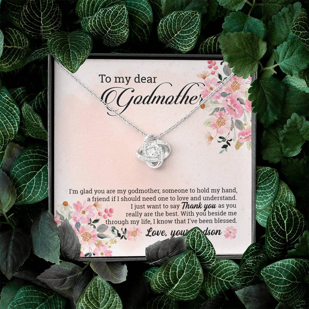 Godson To My Dear Godmother I'm Glad You Are My Godmother Love Knot Pendant Necklace