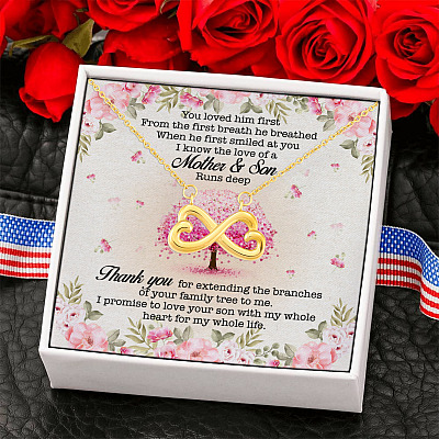 Alternative view of You Loved Him First Mother-In-Law Infinity Heart Pendant Necklace