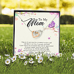 Daughter To My Mom I Know It's Not Easy for A Woman to Raise a Girl Interlocking Hearts Pendant Necklace