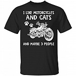 9VT. Motorcycle And Cat, Black, Unisex T-Shirt