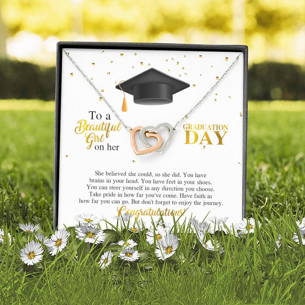 To A Beautiful Girl On Her Graduation Day She Believed She Could So She Did Joined Interlocking Hearts Necklace