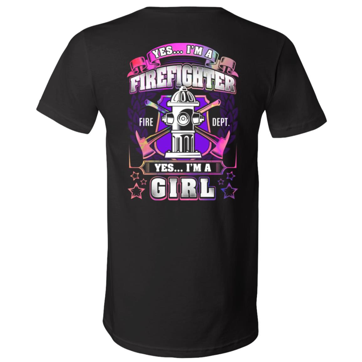 Yes I'm A Firefighter Yes I'm Ak Shirt, Black, V-Neck T-Shirt