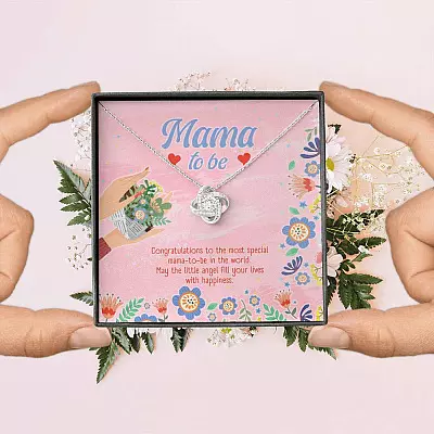 Mama to Be Gift Congratulations for Your New Baby Love Knot Pendant Necklace