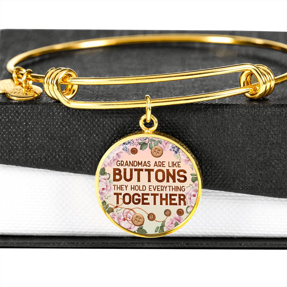 Grandmas Are Like Buttons They Hold Everything Together Circle Pendant Necklace