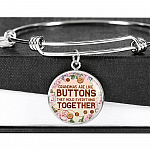 Grandmas Are Like Buttons They Hold Everything Together Circle Pendant Necklace