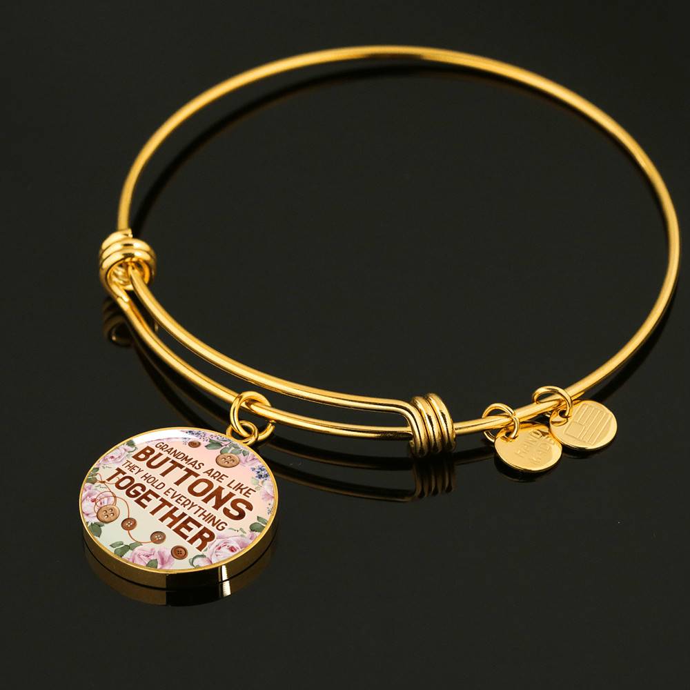 Grandmas Are Like Buttons They Hold Everything Together Circle Pendant Necklace