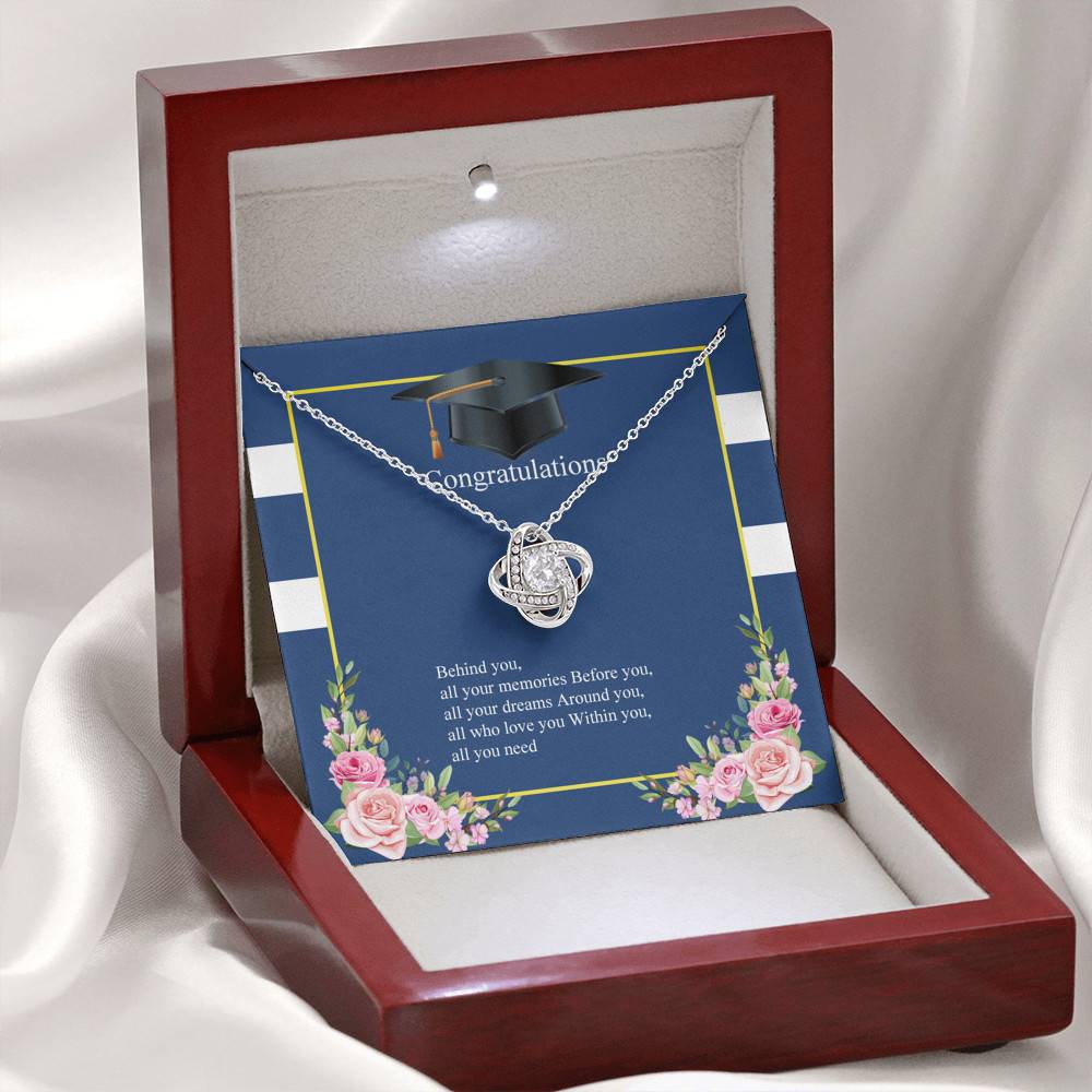 Behind You All Your Memories Love Knot Pendant Necklace - Graduation Necklace - Class Of 2021 Necklace