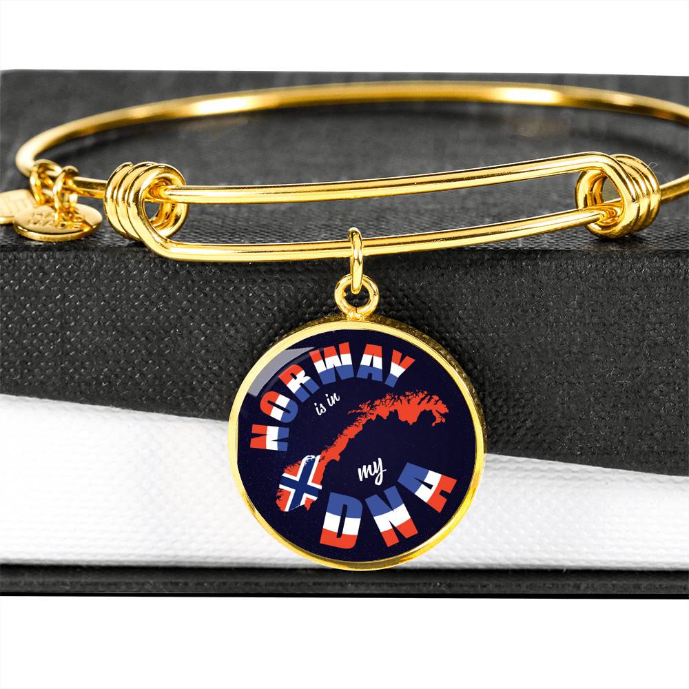 Norway Is In My DNA Luxury Circle Pendant Necklace - Bangle - Norway Lover Gifts