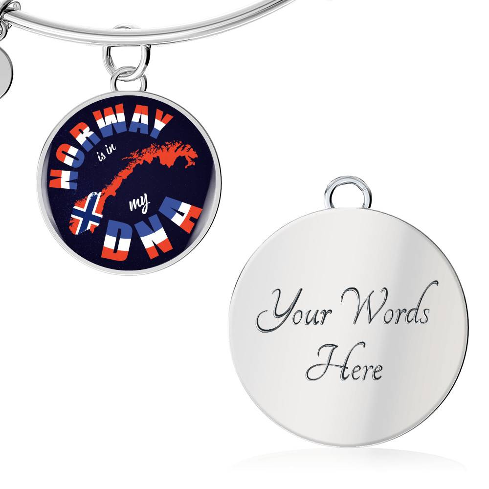 Norway Is In My DNA Luxury Circle Pendant Necklace - Bangle - Norway Lover Gifts
