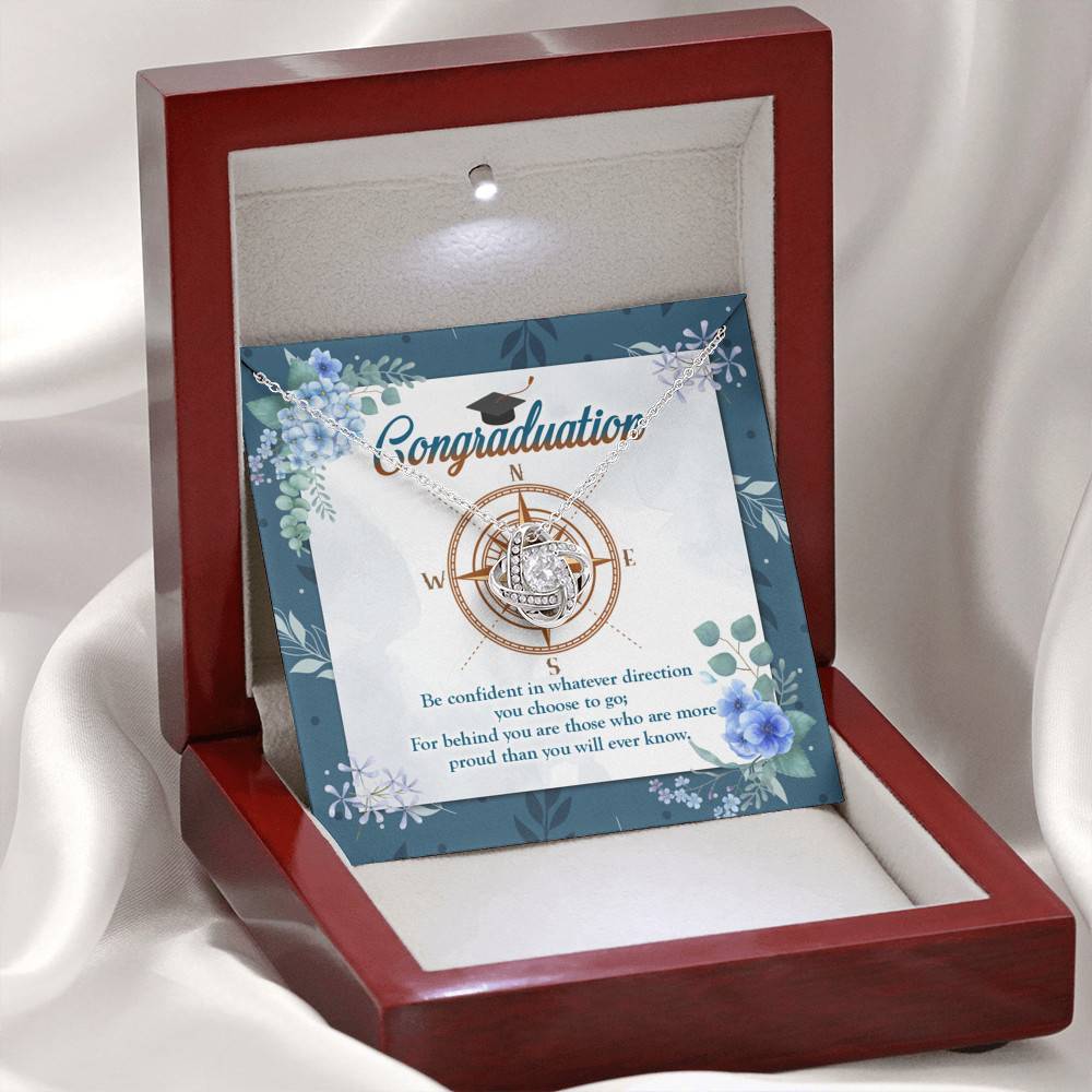 Graduation Compass Class Of 2021 Gift - Be Confident In Whatever Direction You Choose Love Knot Necklaces