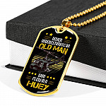 Never Underestimate An Old Man Who Flew In A Huey Dog Tag Pendant Necklace