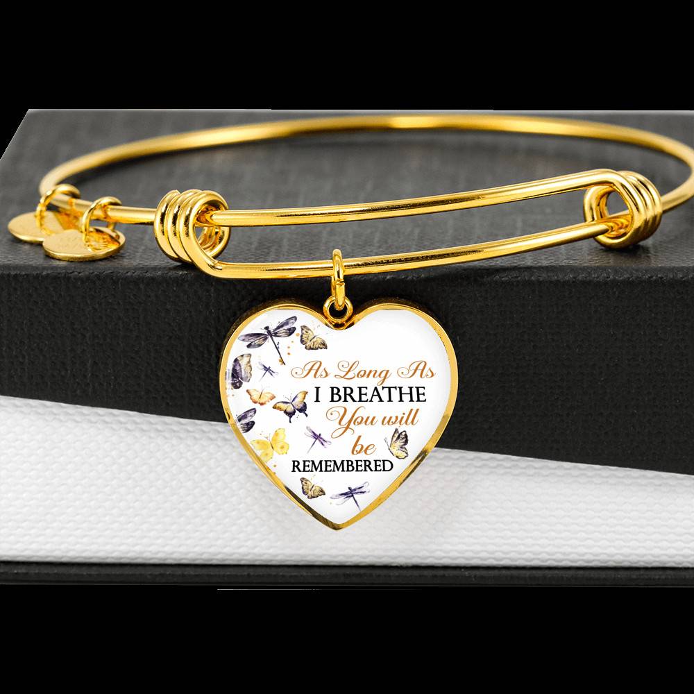 Personalized As Long As I Breathe You Will Be Remembered Heart Pendant Necklace - Memorial Customized Necklace