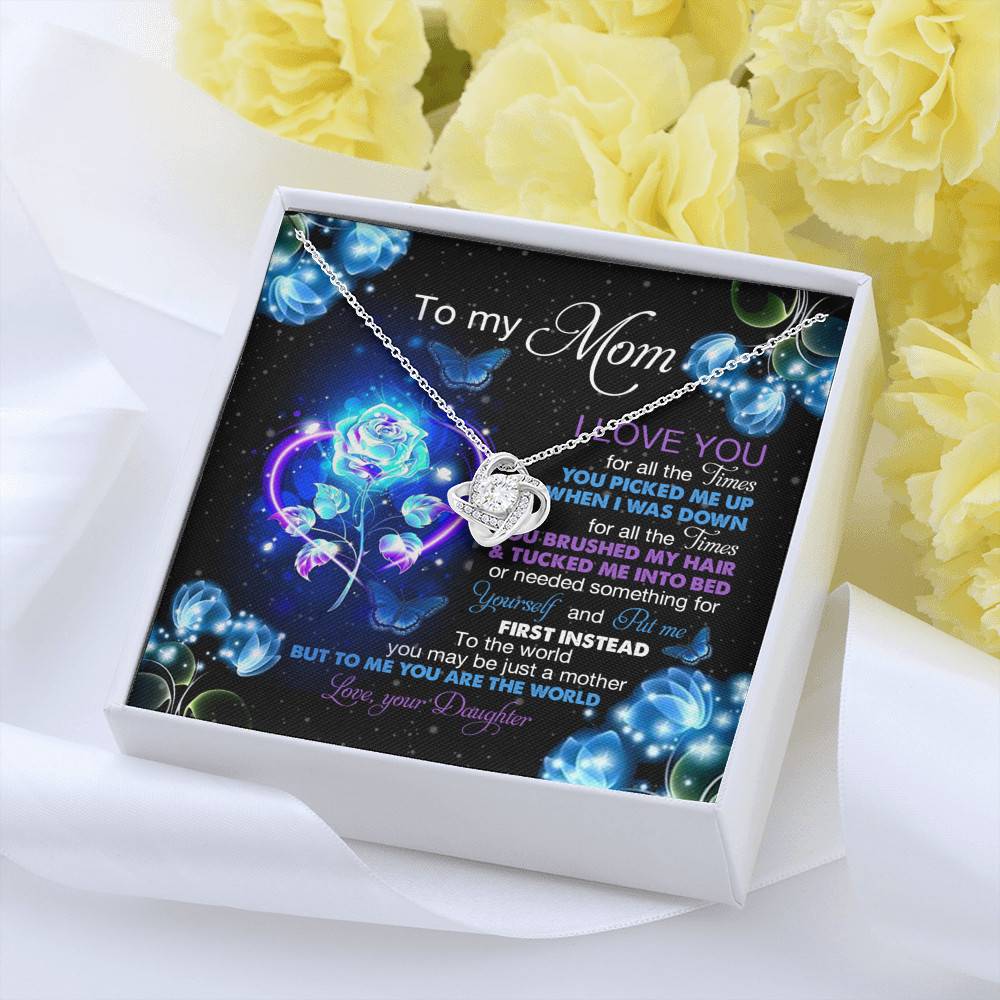Daughter To My Mom I Love You For All The Times You Picked Me Up Love Knot Pendant Necklace