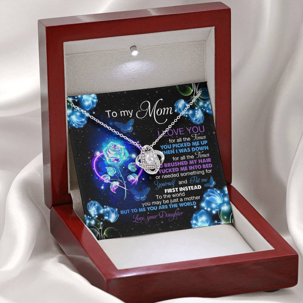 Daughter To My Mom I Love You For All The Times You Picked Me Up Love Knot Pendant Necklace