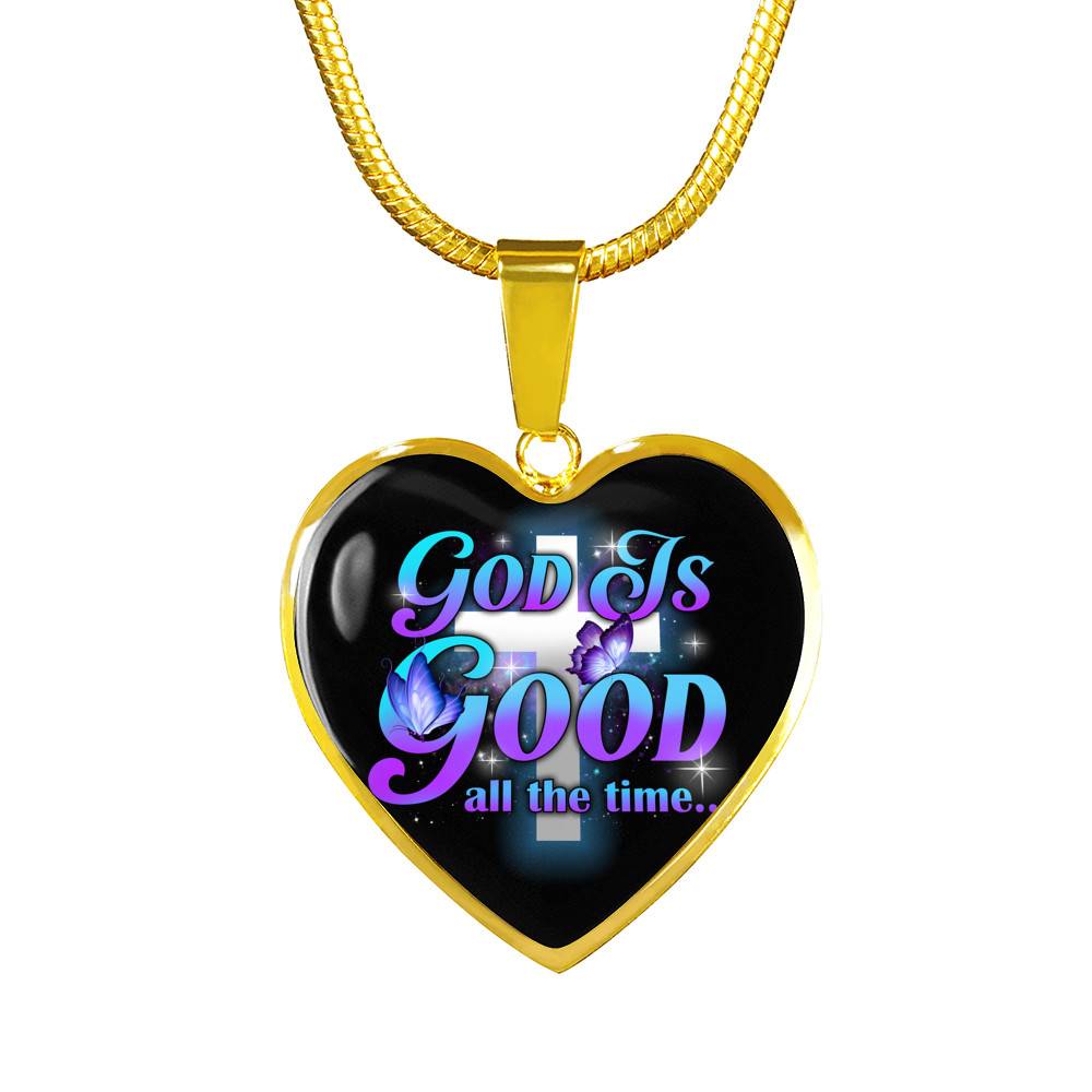 God Is Good All The Time Heart Pendant Necklace - Christian Jewelry Gift For Women
