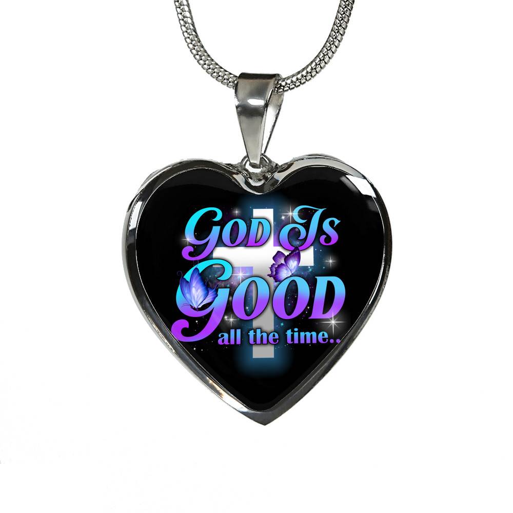 God Is Good All The Time Heart Pendant Necklace - Christian Jewelry Gift For Women