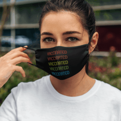 Alternative view of Vaccinated Vaccinated Vaccinated Retro Washable Reusable Custom Printed Cloth Face Mask Cover