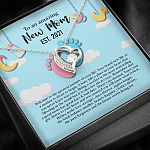 Personalized to An Amazing New Mom Infinity Heart Pendant Necklace