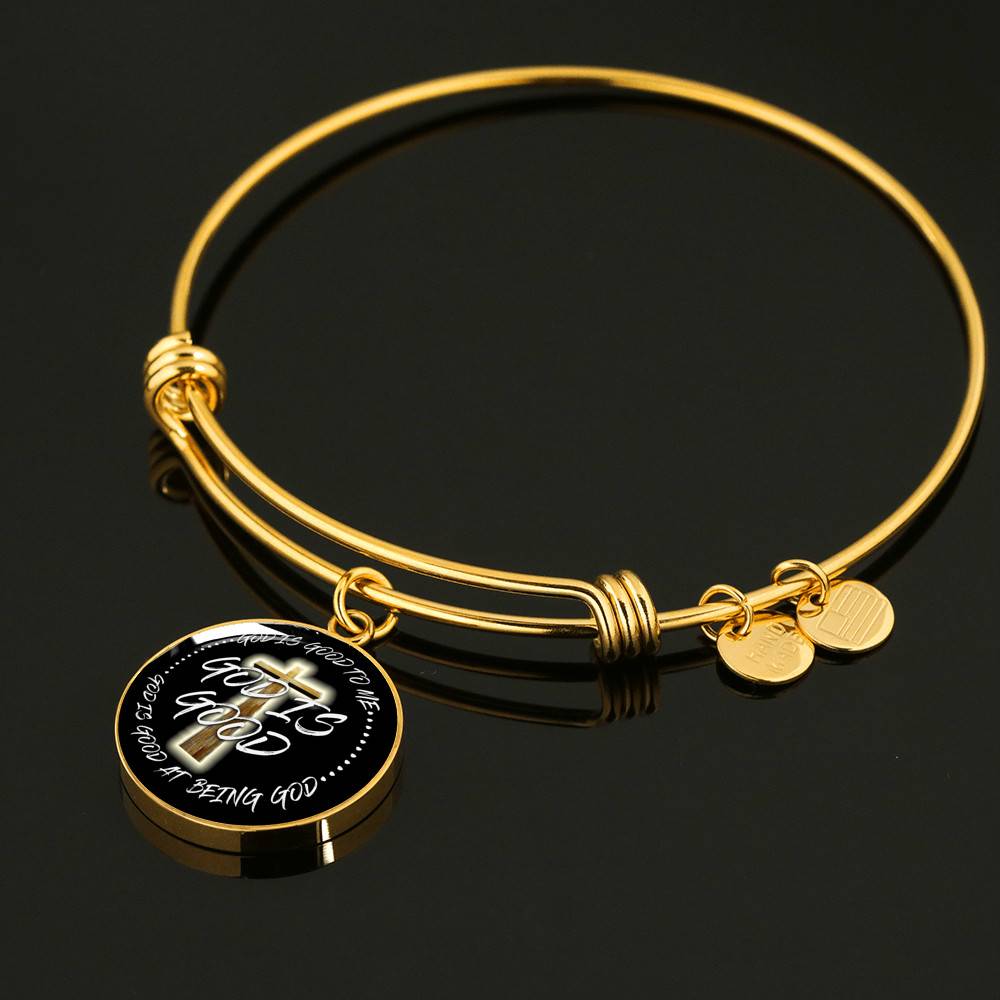 God is Good God Is Good To Me God Is Good At Being God Circle Pendant Necklace - Bangle
