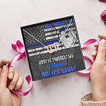 I Once Protected Him Now He Protects Me Proud Police Mom American Flag Interlocking Hearts Pendant Necklace I Once Protected Him Now He Protects Me Proud Police Mom American Flag Interlocking Hearts Pendant Necklace