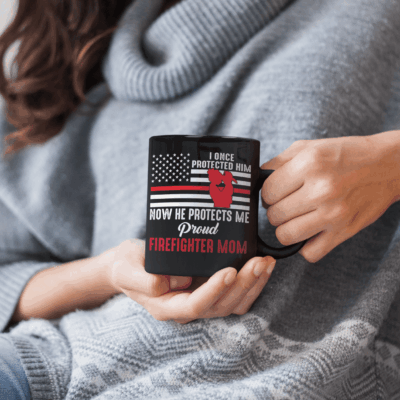 Alternative view of I Once Protected Him Now He Protects Me Proud Firefighter Mom Coffee Mug-Beer Stein-Water Bottle-Color Changing Mug