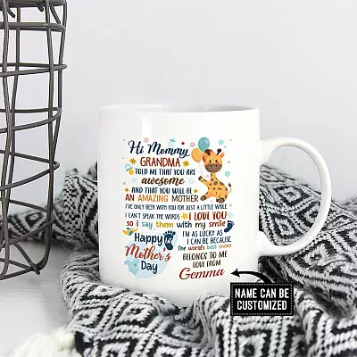 Alternative view of Personalized New Mom Mother's Day Gift Coffee Mug - Hi Mommy Grandma Told Me Travel Bottle
