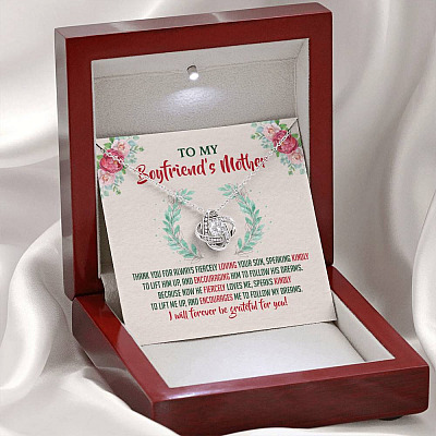 To My Boyfriend's Mother Thank You for Always Fiercely You Son Love Knot Necklace